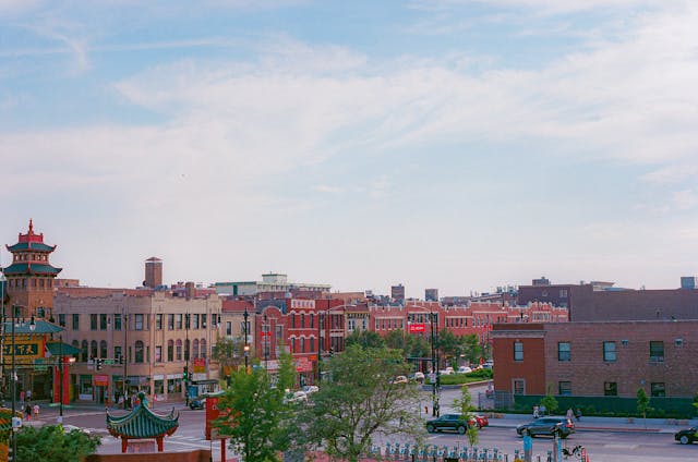 chicago chinatown drone view